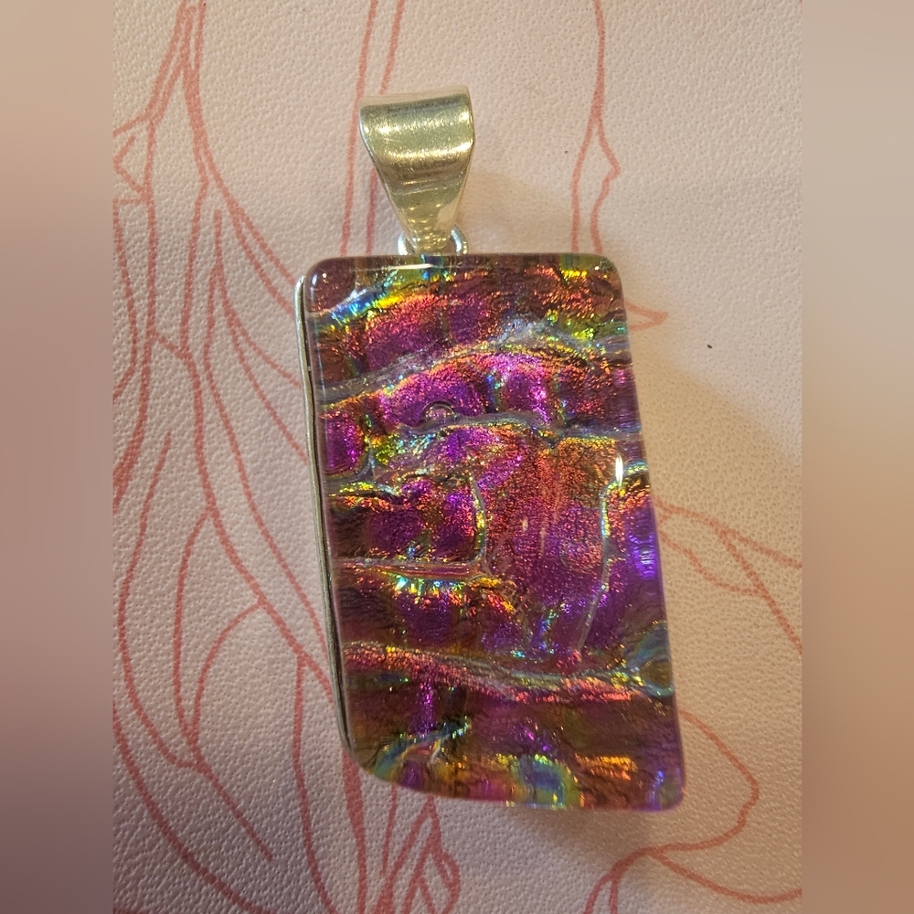 Colorful CUSTOM Sterling SILVER Glass Pendant